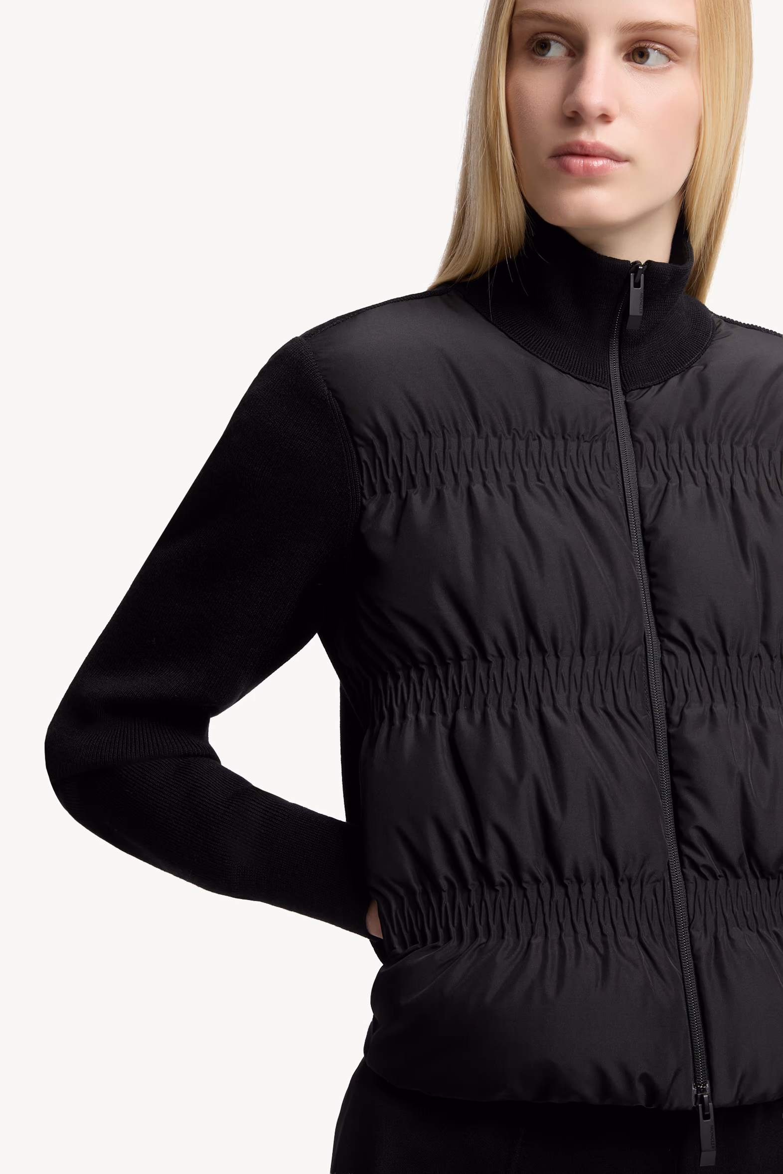 Padded Wool Zip-Up Cardigan Women Black Moncler 6